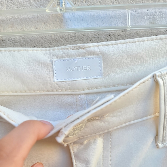 MOTHER | Faux Leather The Super Swooner in Wax On, Wax Off Egret Size 30 NEW - Picture 3 of 14